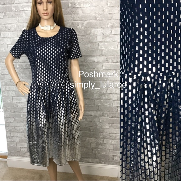 LuLaRoe Dresses & Skirts - LuLaRoe Elegant Silver Foil Amelia